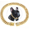 Collar de perro cadena cubana de lujo – Metal chapado en oro